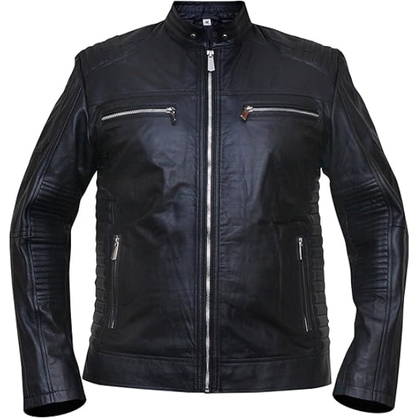 Men's Cafe Racer Black Leather Jacket