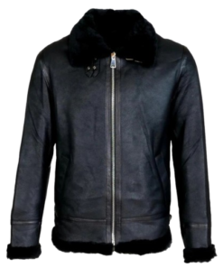 Men's Black B6 RAF Aviator Sheepskin Shearling Leather Jacket