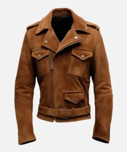 Men's Brown Biker Suede Leather Jacket