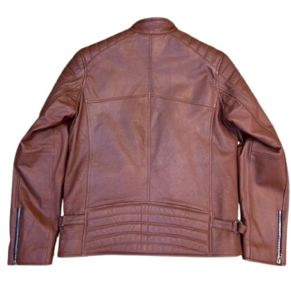 Men's Classic Brown Cafe Racer Leather Jacket - Image 2