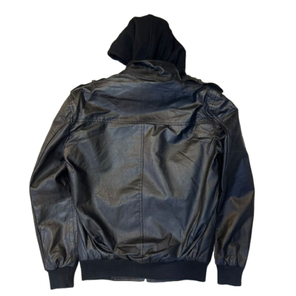 Men's Genuine Leather Jacket Detachable Hoodie - Image 2