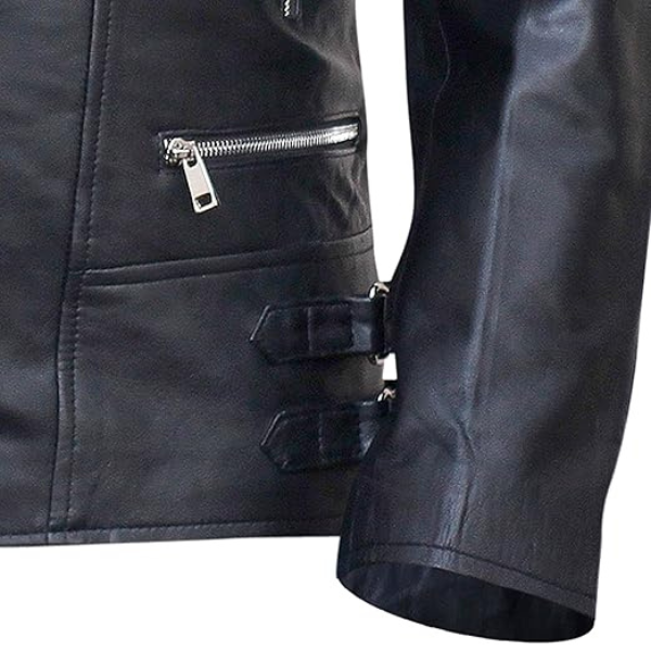 Men's Cross Zip Brando Leather Jacket - Image 5