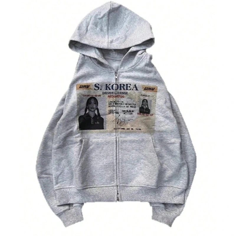 2025 New Y2k American Retro Zipper Cardigan Street Hoodie