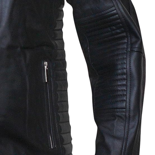 Men's Cafe Racer Black Leather Jacket - Image 4