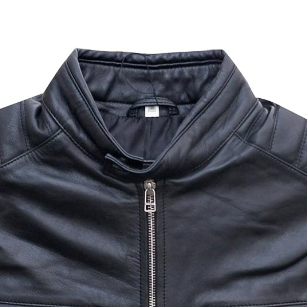 Men's Cafe Racer Leather Black Jacket Design - Image 4