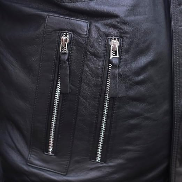 Men's Cafe Racer Leather Black Jacket DESIGN FBM - Image 5