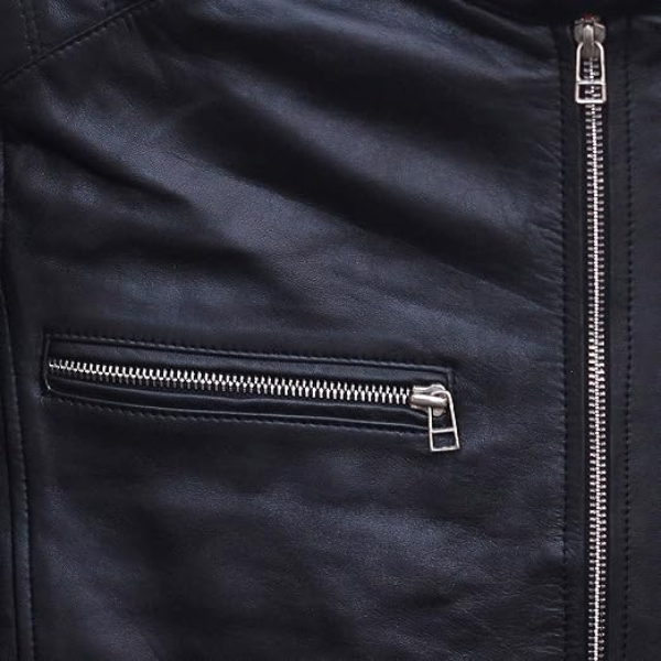 Men's Cafe Racer Leather Black Jacket Design - Image 5