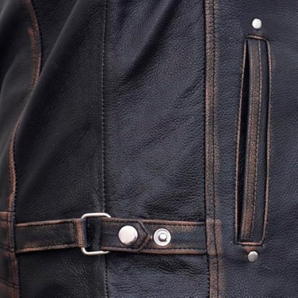 Brown Rub Off Shaded Designer Brown Real Leather Jacket - Image 5