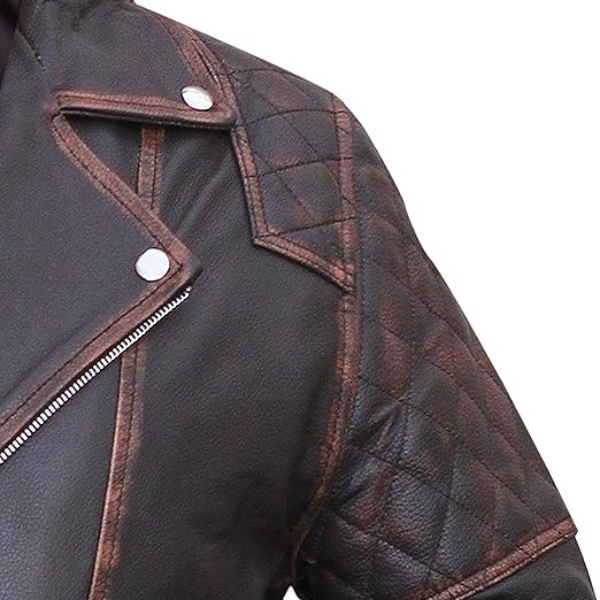 Men's Vintage Classic Biker Style Leather Jacket - Image 6
