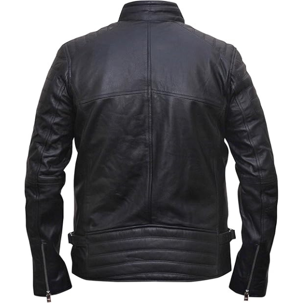 Men's Cafe Racer Leather Black Jacket Design - Image 2