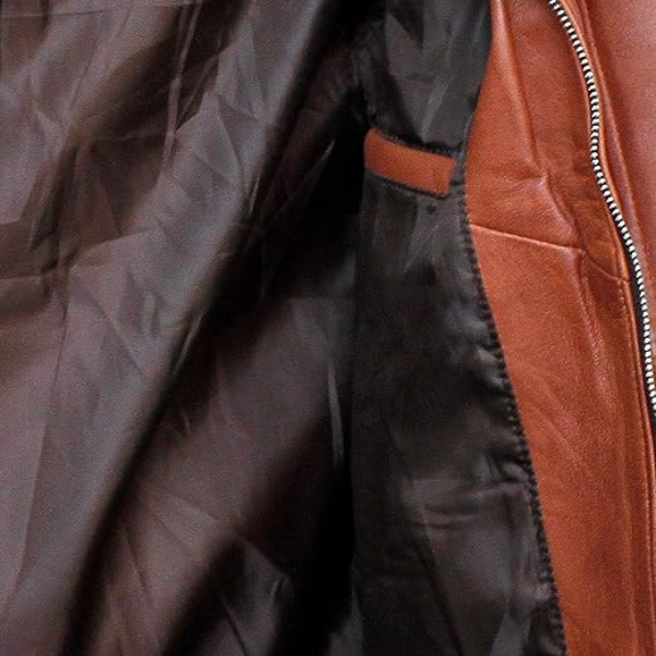 Men's Cafe Racer Leather Brown Jacket - Image 4