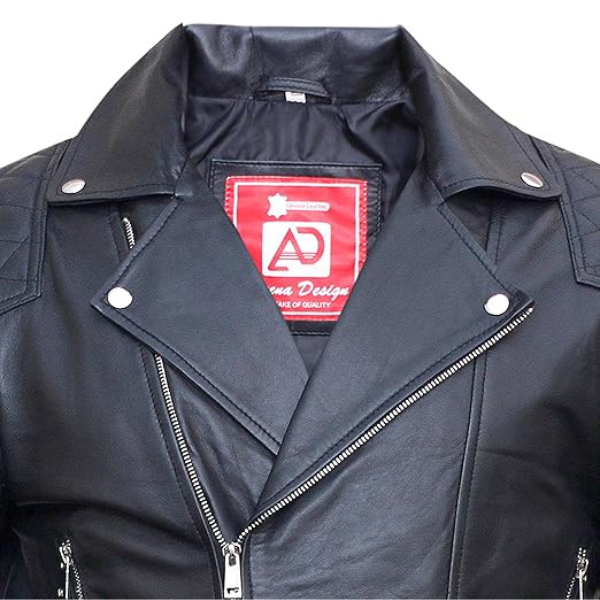 Men's Cross Zip Brando Leather Jacket - Image 6