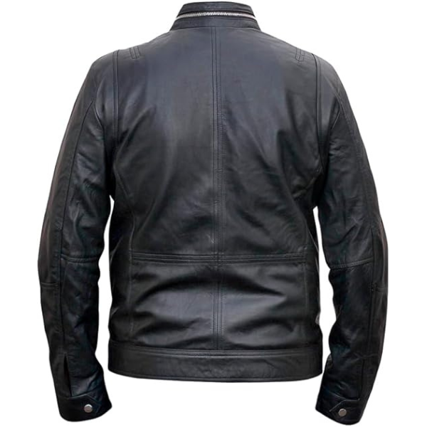 Men's Cafe Racer Leather Black Jacket DESIGN FBM - Image 2