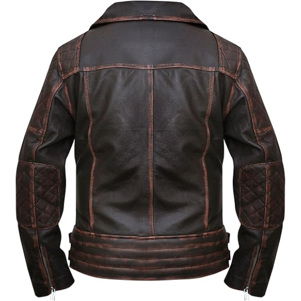 Men's Vintage Classic Biker Style Leather Jacket - Image 2