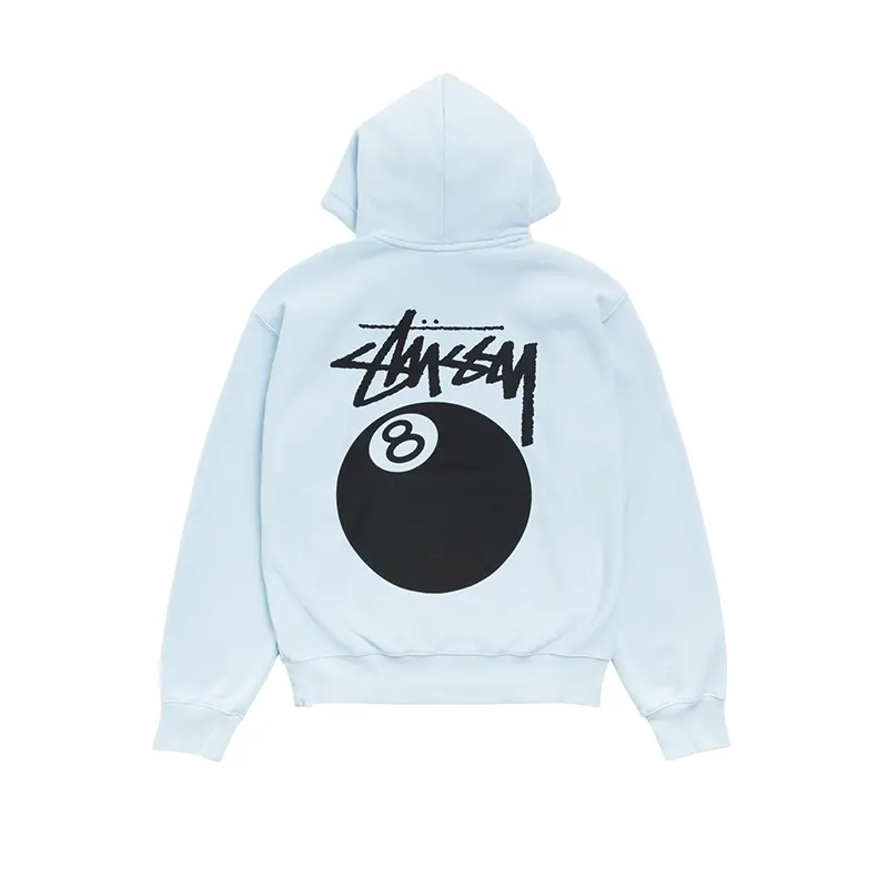 8 Ball Garment Dyed Blue Hoodie - Image 2