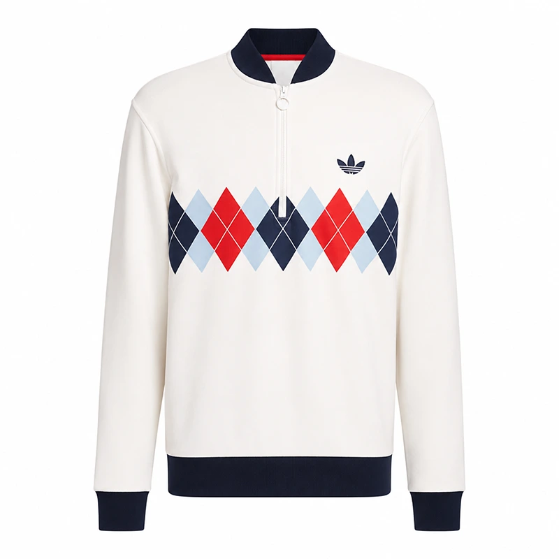 Adidas Argyle Printed 1/4-Zip Sweatshirt