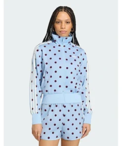 Adidas Originals Polka Dot Track Top In Blue And Burgundy