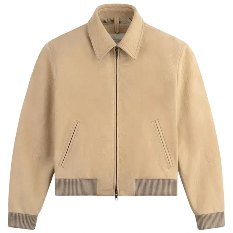 Aimé Leon Dore Croc-Embossed Nubuck Sand Bomber Jacket