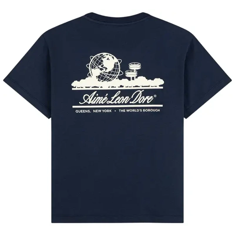 Aimé Leon Dore Cropped Aloe-Blend Unisphere Navy Blazer Tee - Image 2