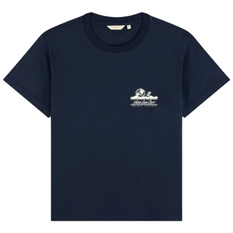 Aimé Leon Dore Cropped Aloe-Blend Unisphere Navy Blazer Tee