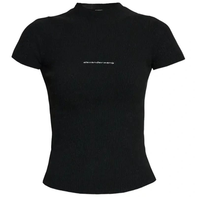 Alexander Wang Jacquard Logo Short-Sleeve Crewneck Top