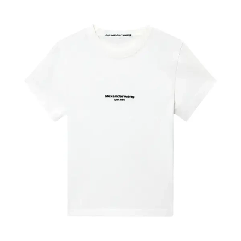 Alexander Wang Shrunken Short-Sleeve Logo Print Tee