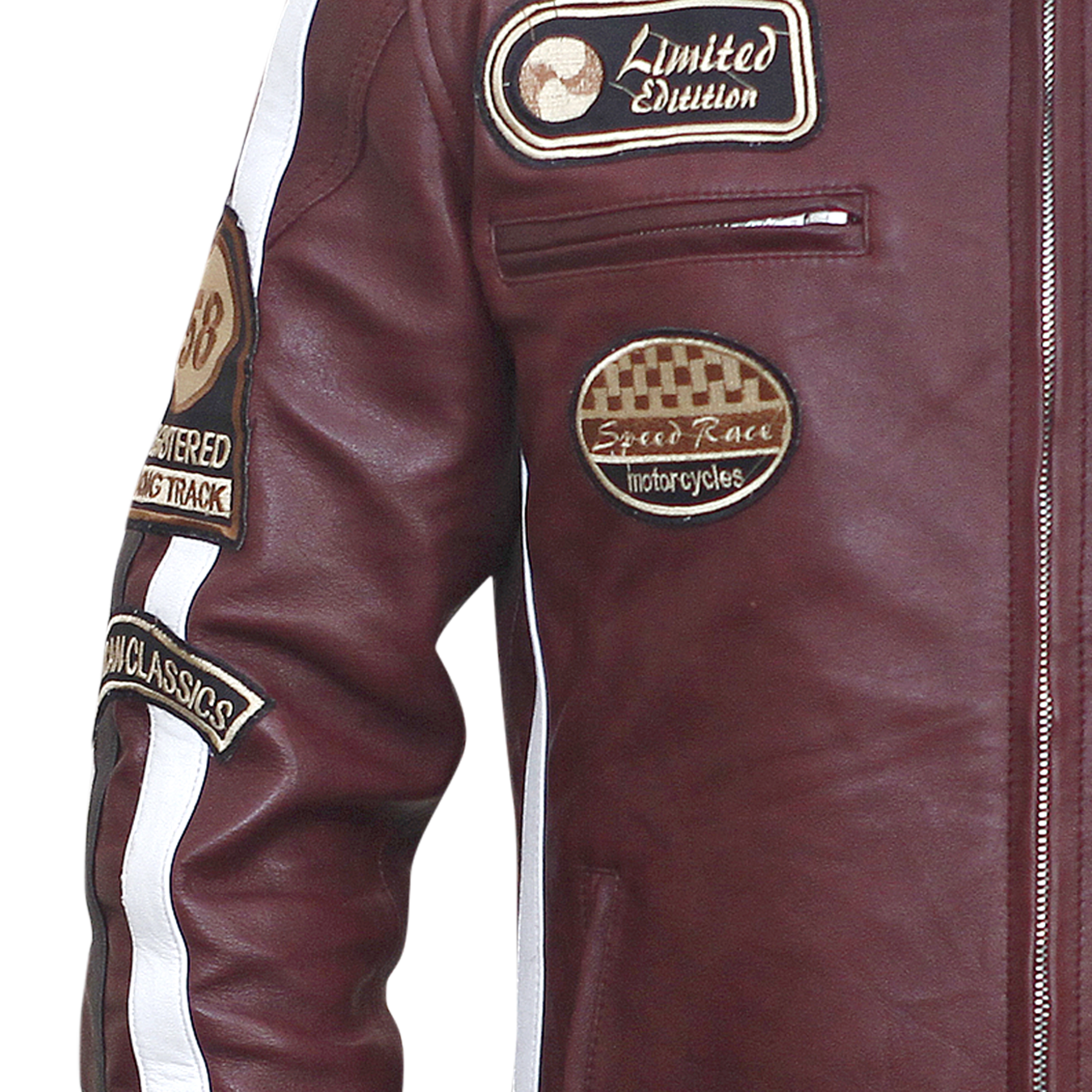Men's Maroon Limited Addition Leather Jacket - Image 4