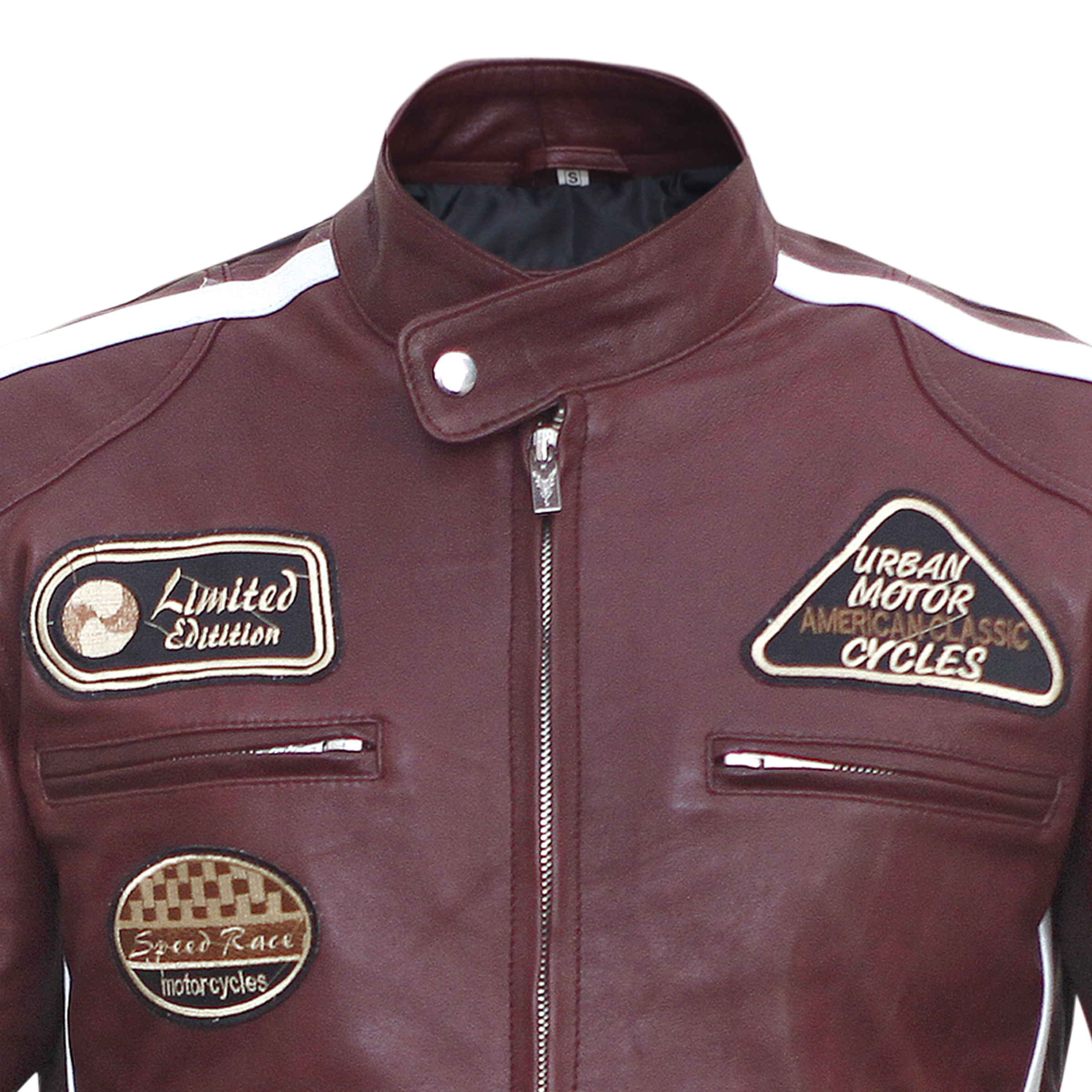 Men's Maroon Limited Addition Leather Jacket - Image 3