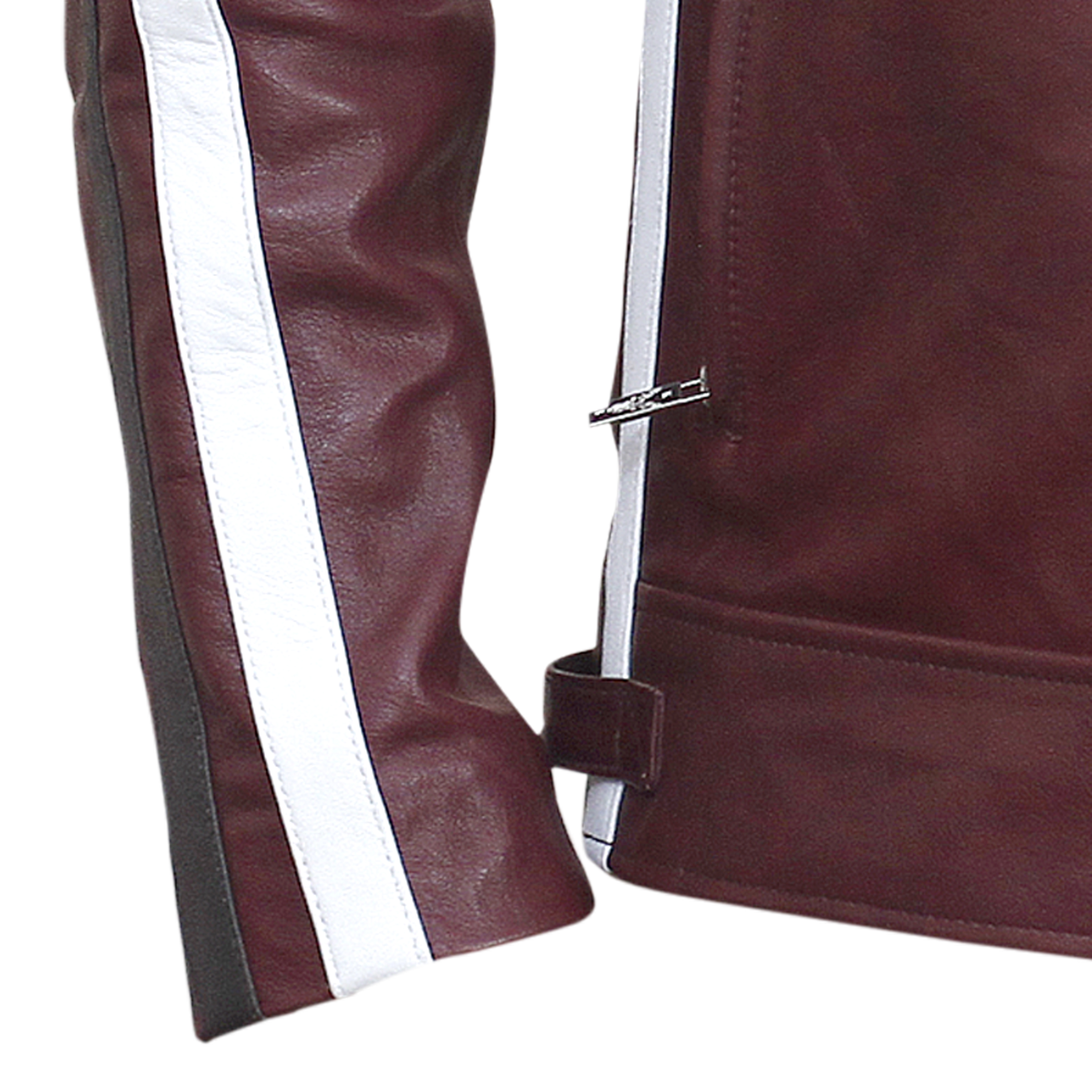 Men's Maroon Limited Addition Leather Jacket - Image 5