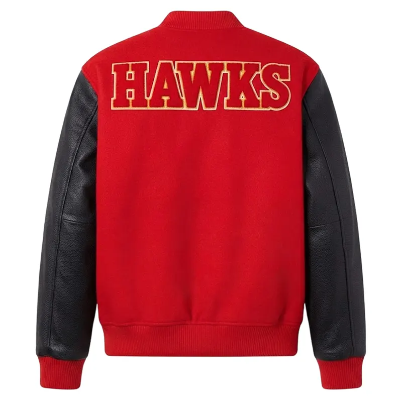 Atlanta Hawks Lettermen Red Black Jacket - Image 2
