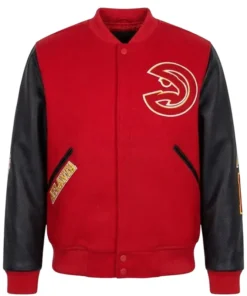 Atlanta Hawks Lettermen Red Black Jacket