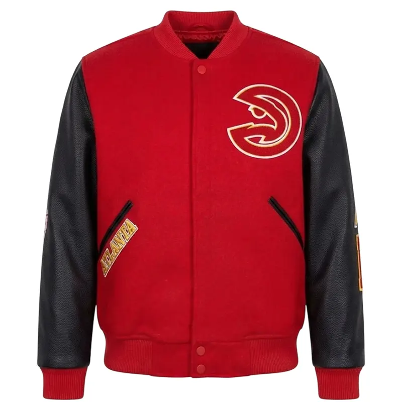 Atlanta Hawks Lettermen Red Black Jacket