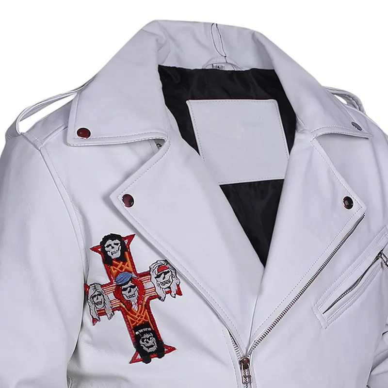 Guns N Roses White Motorcycle Leather Jacket - Image 3