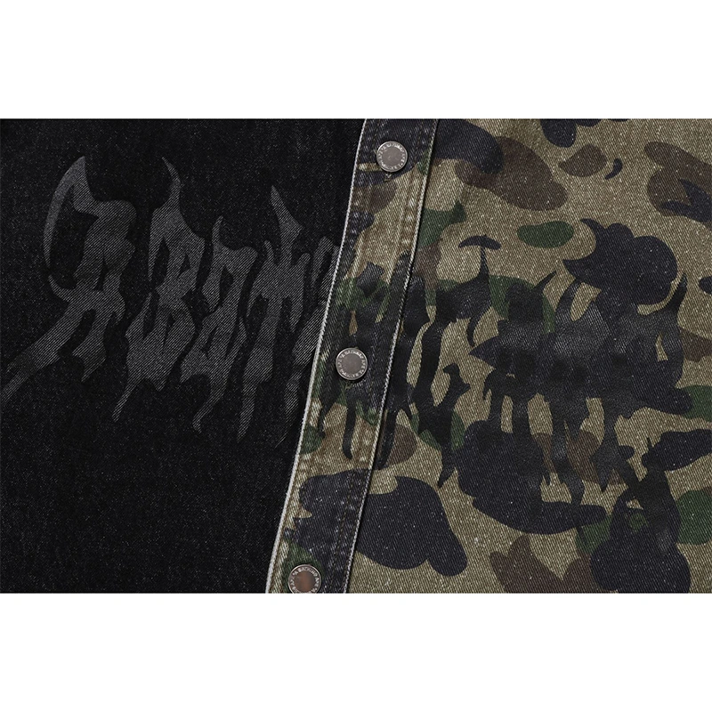 BAPE 1st Camo Blocking Destoryed Heavy Wash Logo Shirt - Image 3