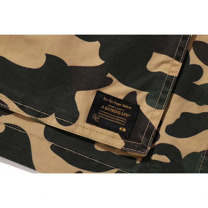 BAPE 1st Green Camo Heavy Washed Multi Pocket Cargo Shirt - Image 4