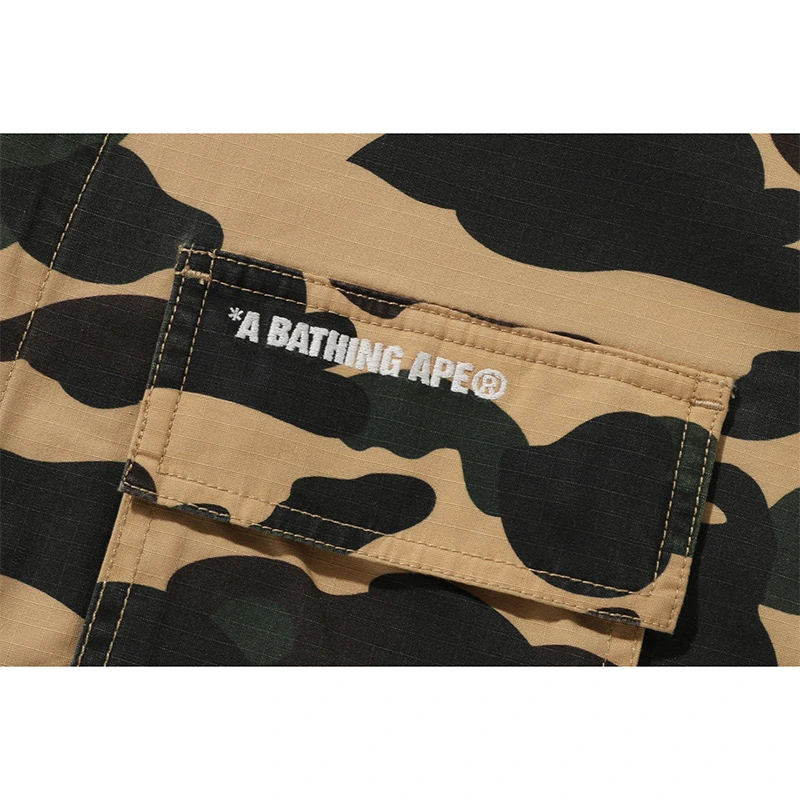 BAPE 1st Green Camo Heavy Washed Multi Pocket Cargo Shirt - Image 3
