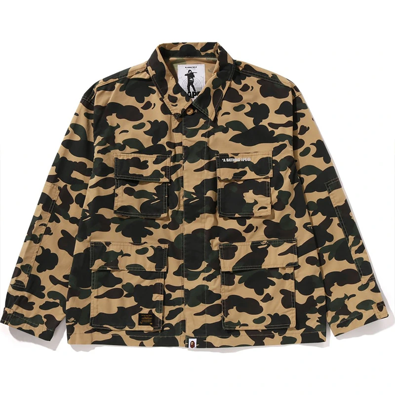 BAPE 1st Green Camo Heavy Washed Multi Pocket Cargo Shirt