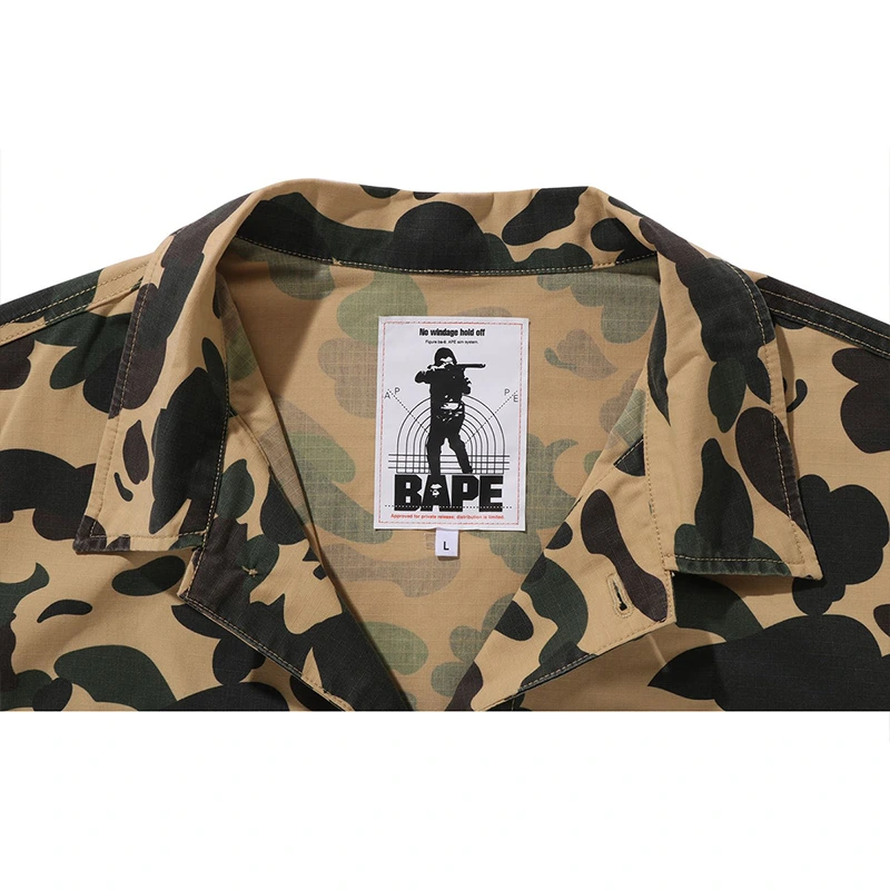 BAPE 1st Green Camo Heavy Washed Multi Pocket Cargo Shirt - Image 5