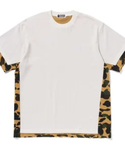 BAPE 1st White Camo Heavy Washed Blocking Relaxed Fit Tee