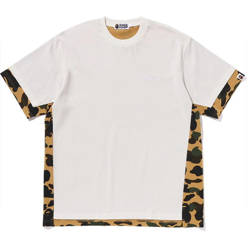 BAPE 1st White Camo Heavy Washed Blocking Relaxed Fit Tee