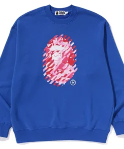BAPE ABC Blue Camo Ape Head Relaxed Fit Crewneck Sweatshirt