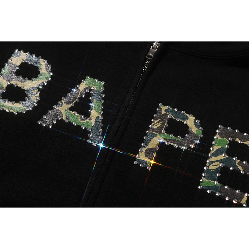 BAPE ABC Camo Crystal Logo Wide Zip Hoodie - Image 3