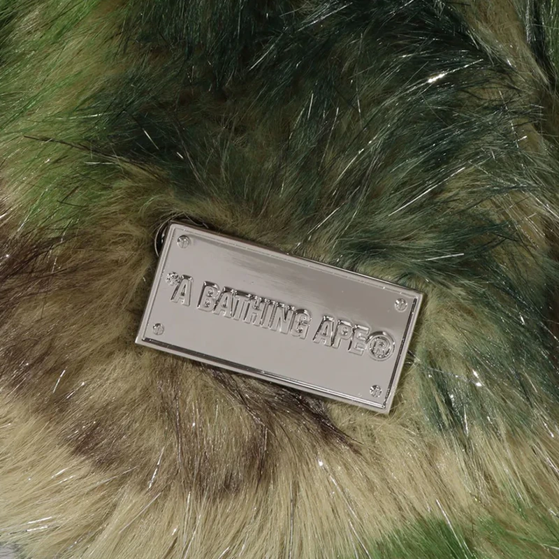 BAPE ABC Camo One Point Metallic Long Fur Jacquard Down Jacket - Image 6