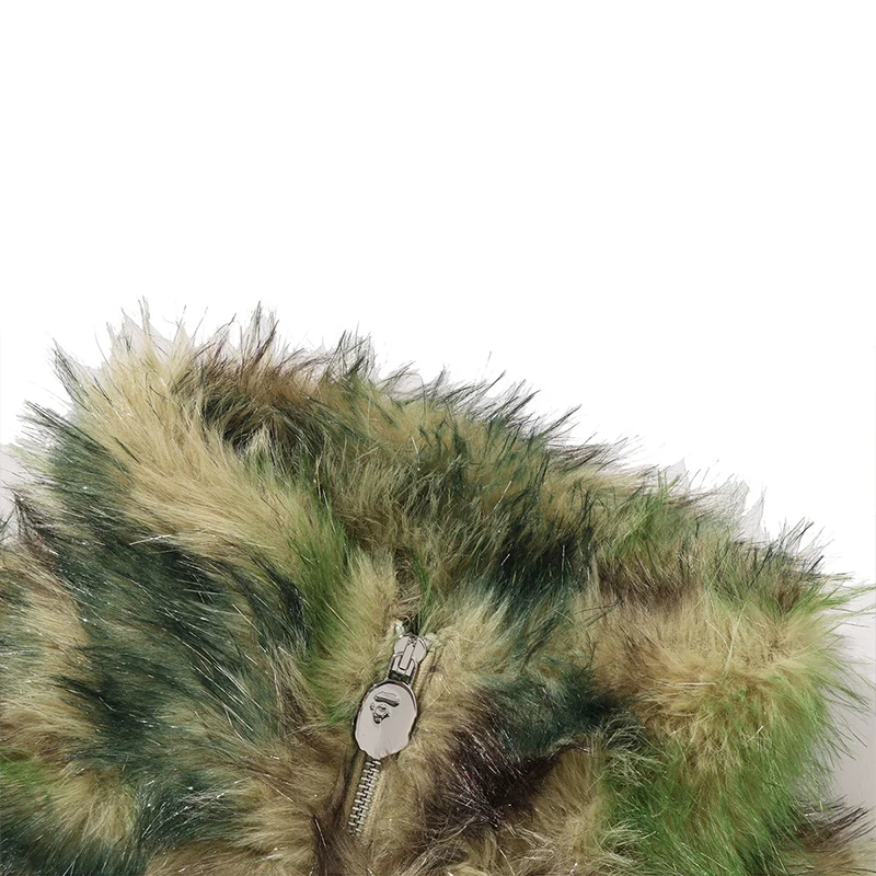 BAPE ABC Camo One Point Metallic Long Fur Jacquard Down Jacket - Image 5