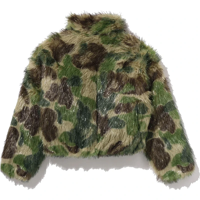 BAPE ABC Camo One Point Metallic Long Fur Jacquard Down Jacket - Image 2