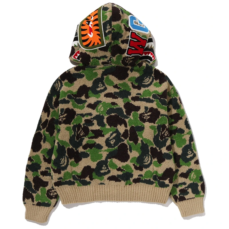 BAPE ABC Camo Towel Jacquard Shark Cropped Full Zip Hoodie - Image 3