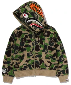 BAPE ABC Camo Towel Jacquard Shark Cropped Full Zip Hoodie