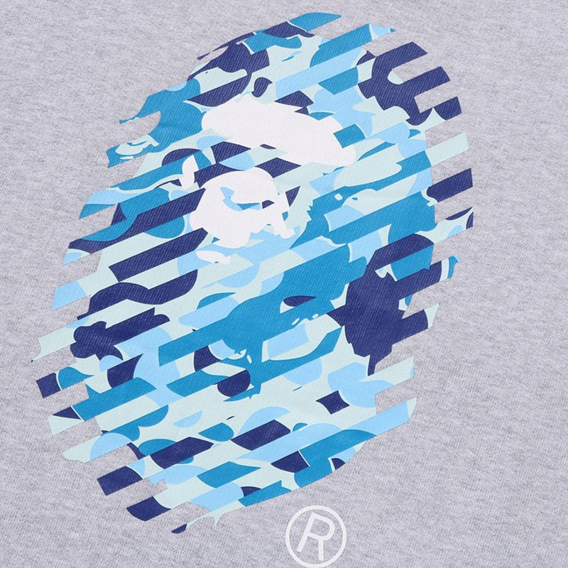BAPE ABC Gray Camo Ape Head Relaxed Fit Crewneck Sweatshirt - Image 3