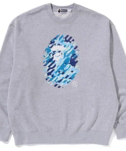 BAPE ABC Gray Camo Ape Head Relaxed Fit Crewneck Sweatshirt
