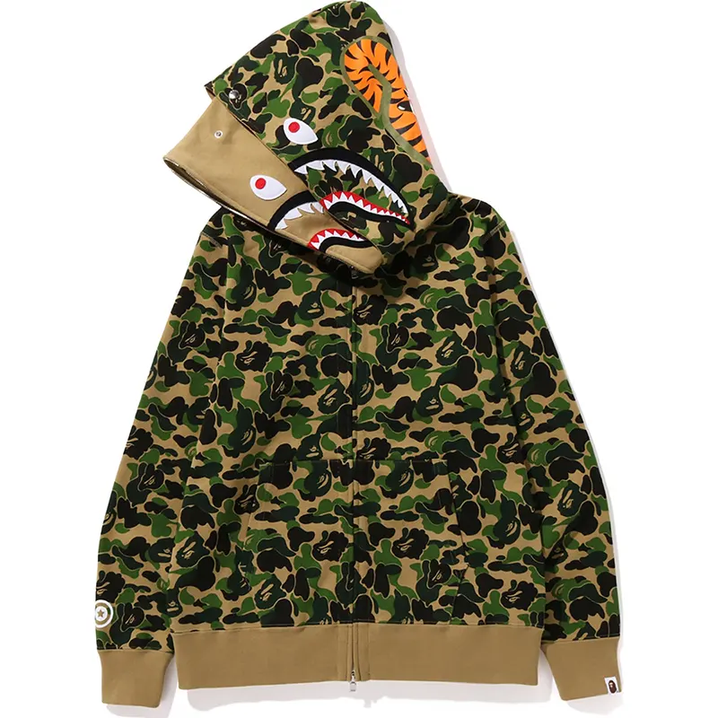 BAPE ABC Green Camo Double Shark Full Zip Hoodie - Image 3